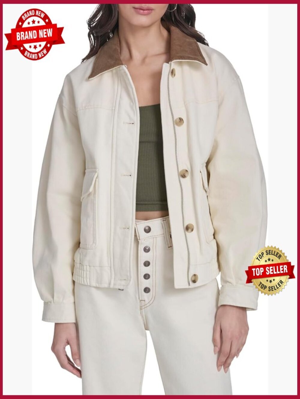 Relaxed Fit Cotton Bomber Jacket with Zip Front